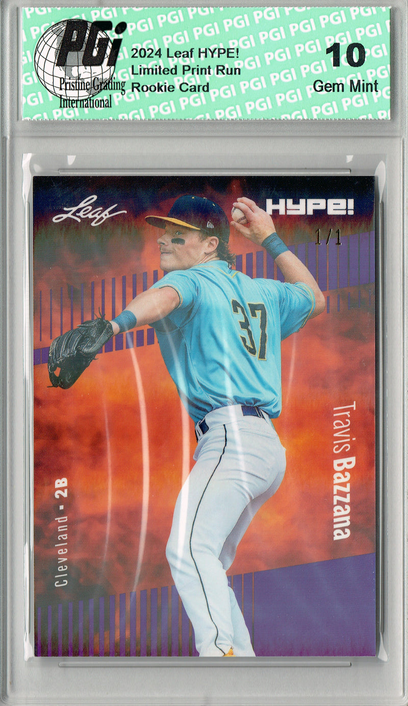 Travis Bazzana 2024 Leaf HYPE! #156A Purple Shimmer 1/1 Rookie Card PGI 10