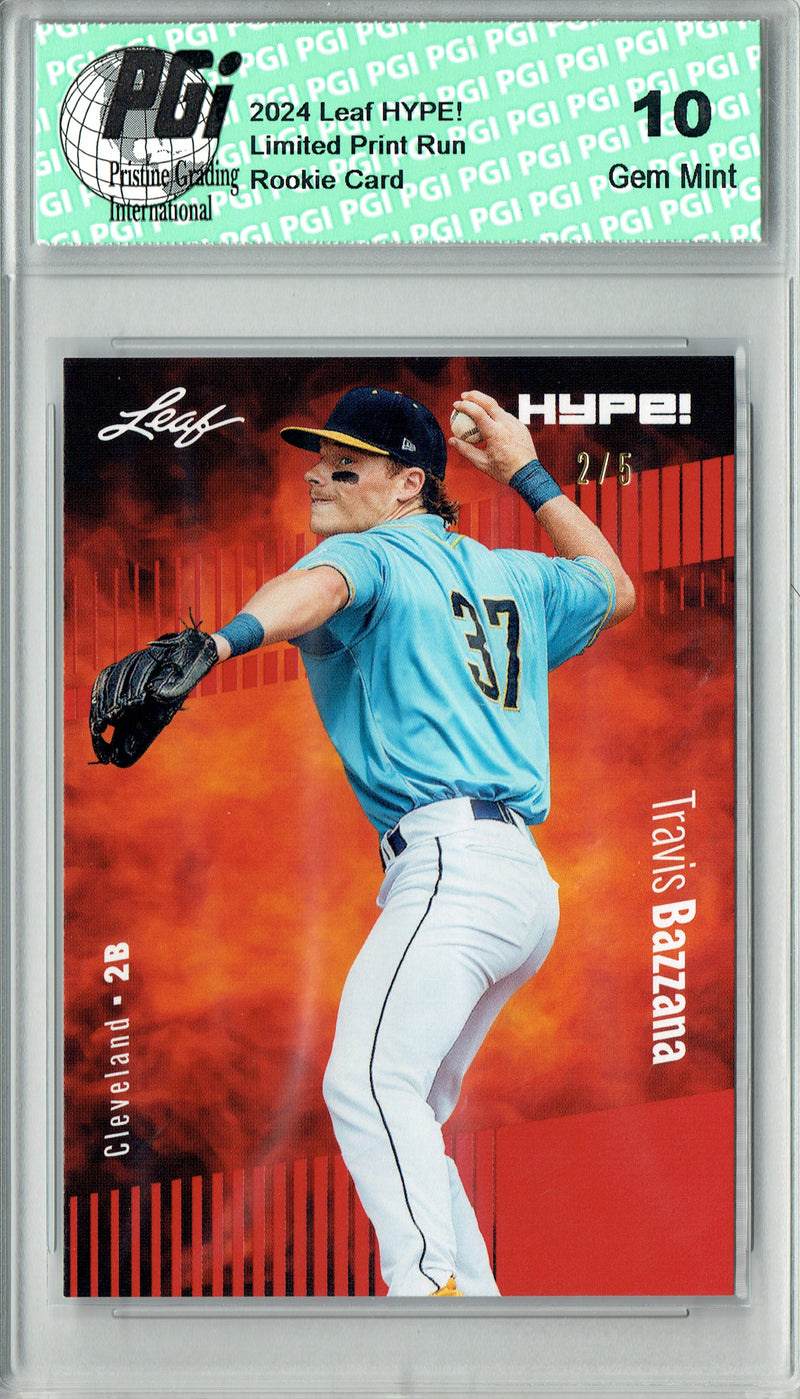 Travis Bazzana 2024 Leaf HYPE! #156A Red SP 5 Made Rookie Card PGI 10