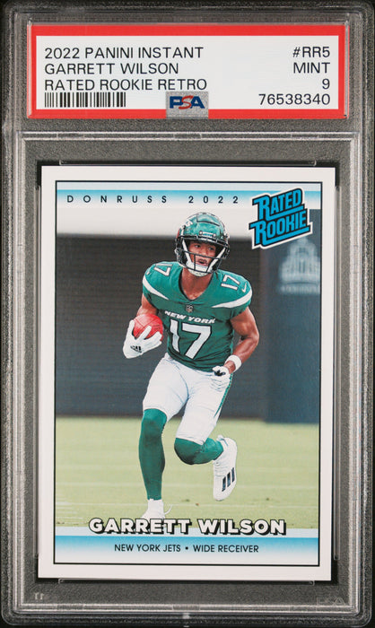 PSA 9 MINT Garrett Wilson 2022 Panini Instant #RR5 Rookie Card Rated Rookie Retro