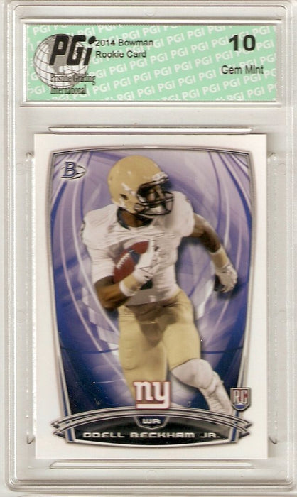 Odell Beckham Jr. 2014 Bowman White Football #8 Giants Rookie Card PGI 10