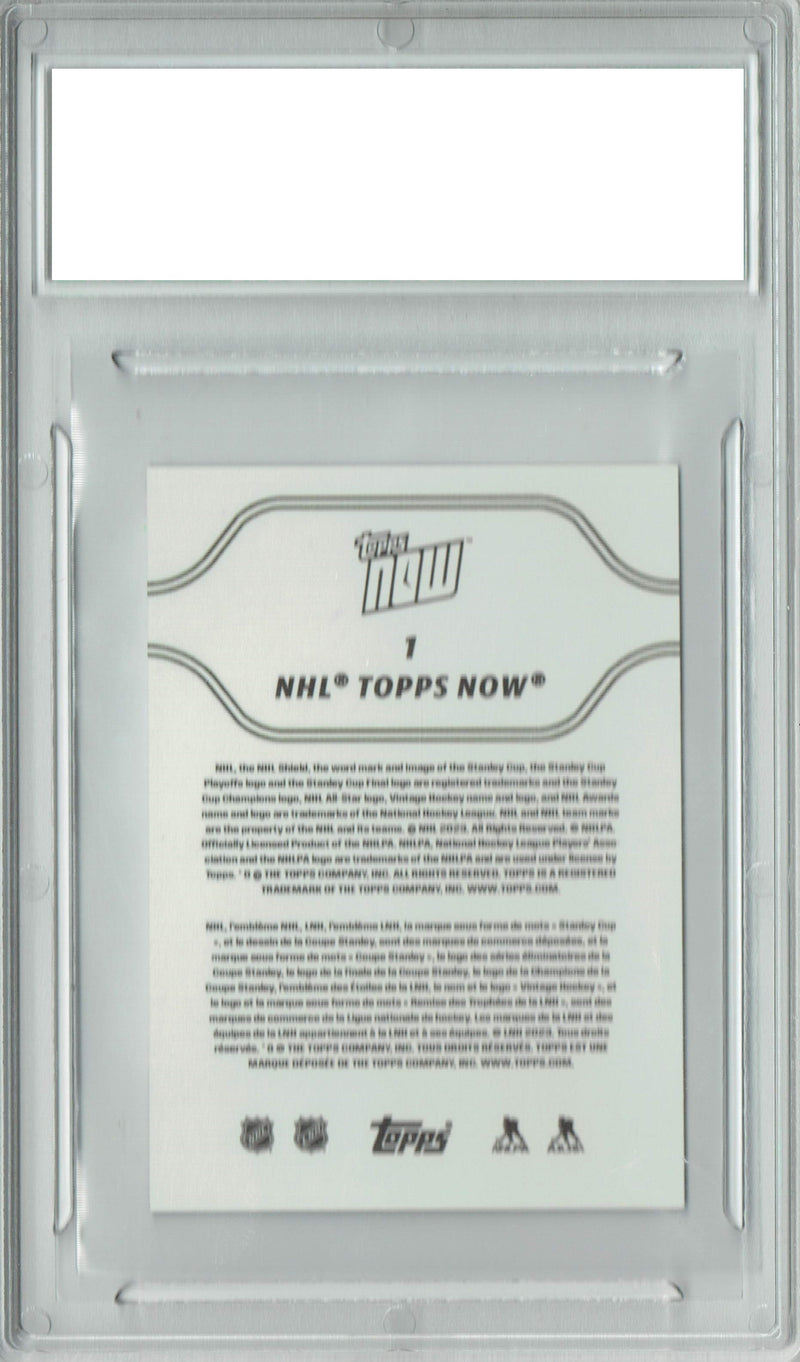 Connor Bedard 2023 Topps Now #1 Makes NHL Debut Rookie Card PGI 10 Sticker