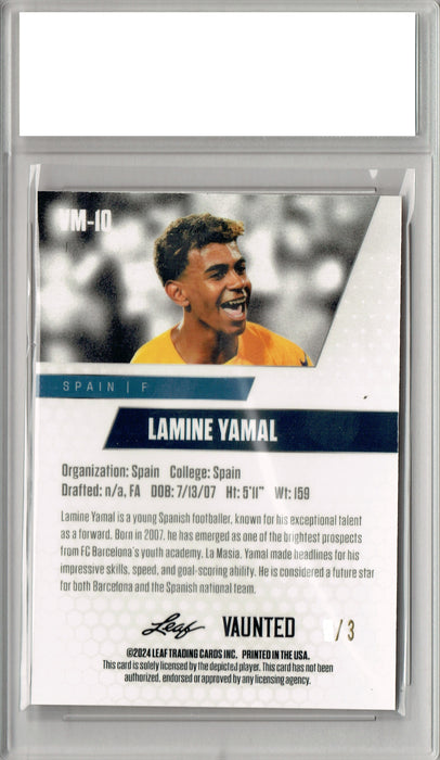 Lamine Yamal 2024 Leaf Vaunted Metal #VM-10 Orange Only 3 Made Rookie Card PGI 10