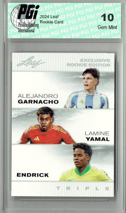 Lamine Yamal Endrick Alejandro Garnacho 2024 Leaf #ERE04 Rookie Card PGI 10