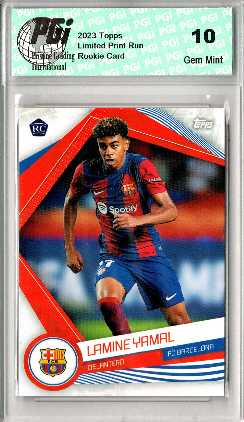 Lamine Yamal Rookie Card 2023 Topps Barcelona Team Set #BAR-17, PGI 10, Barcelona Soccer