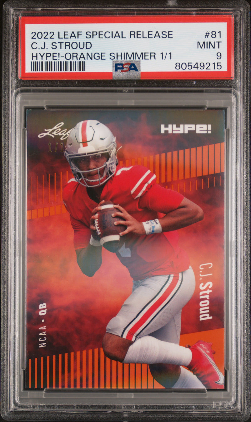 PSA 9 MINT C.J. Stroud 2022 Leaf Hype! #81 Orange Shimmer 1/1 Rookie Card