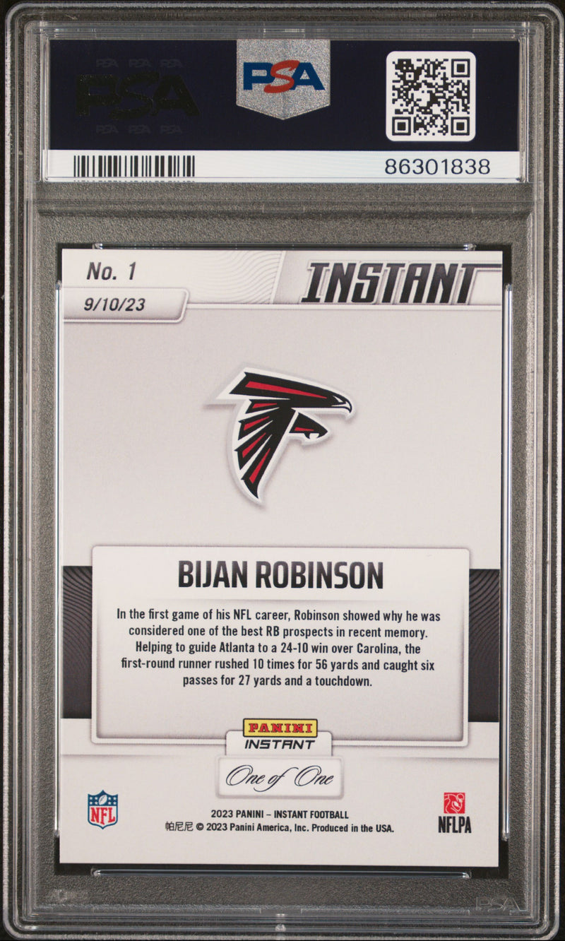 PSA 9 Bijan Robinson 2023 Panini Instant #1 Black One of One 1/1 Rookie Card Atlanta Falcons