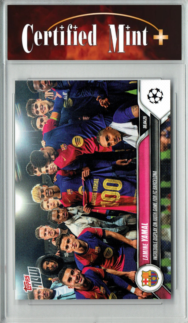 Certified Mint+ Lamine Yamal 2025 Now #149 100th Game Rare Trading Card FC Barcelona