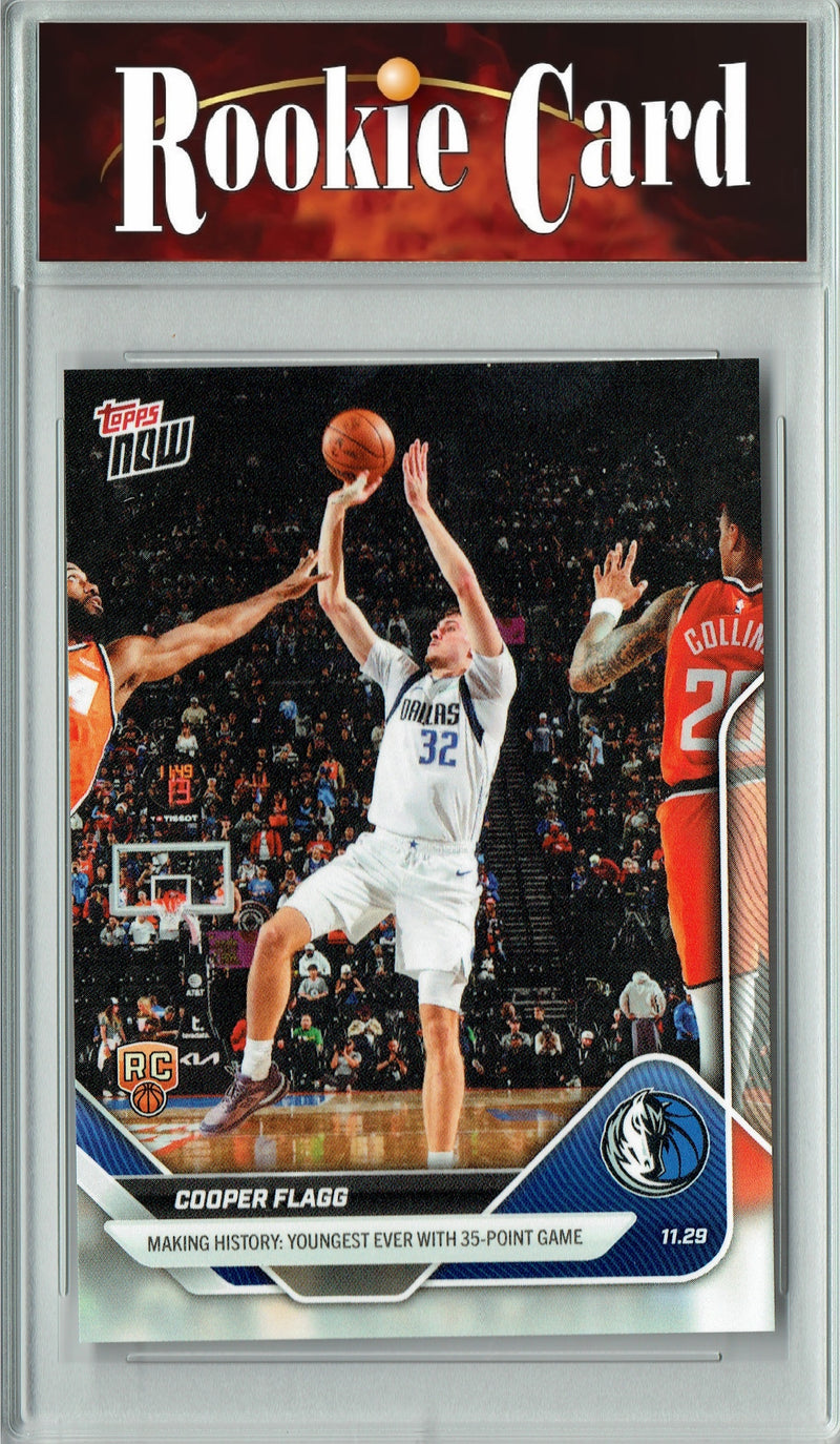 Certified Mint+ Cooper Flagg 2025 NBA Now #67 Youngest w 35 Pt Game Rookie Card Dallas Mavericks