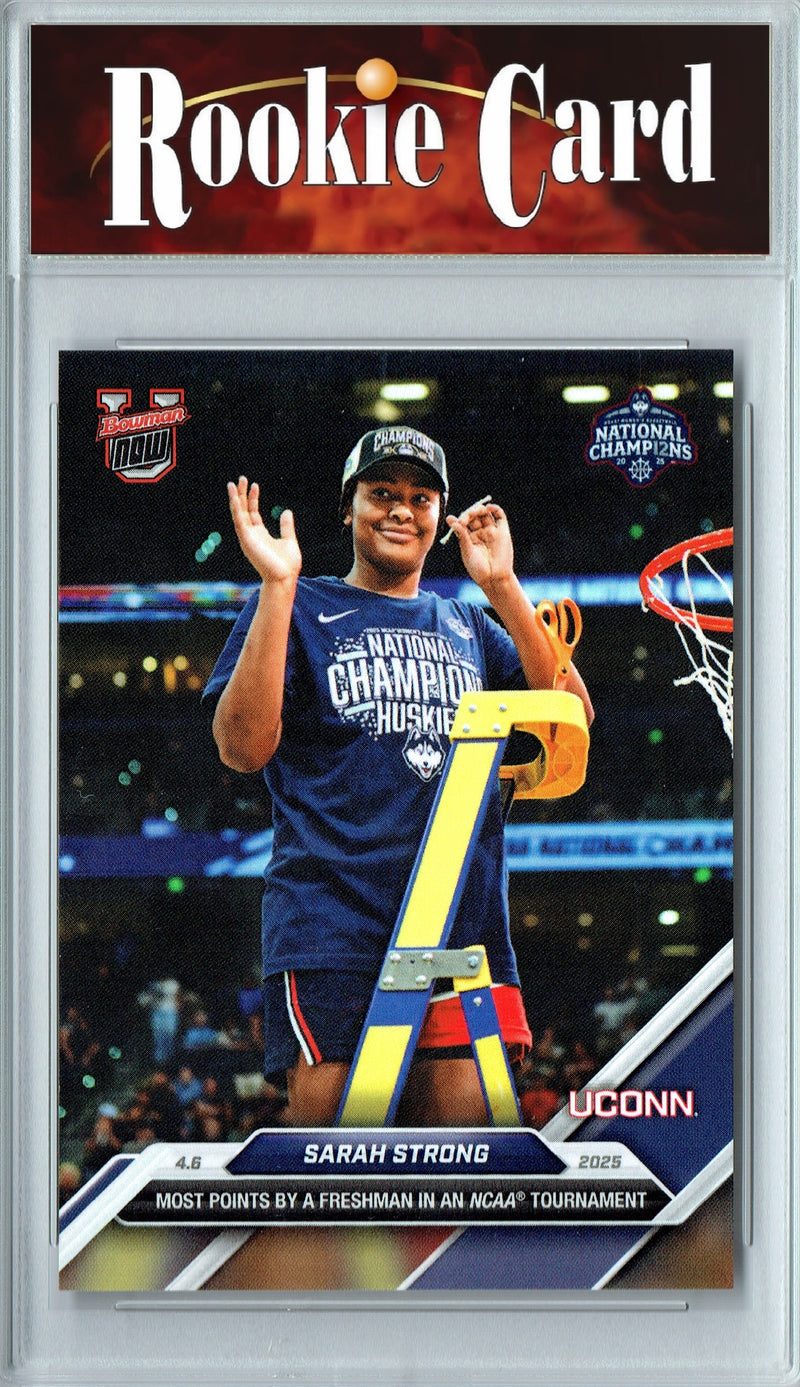 Certified Mint+ Sarah Strong 2025 Bowman University Now #107 Most Points Rookie Card Connecticut Huskies