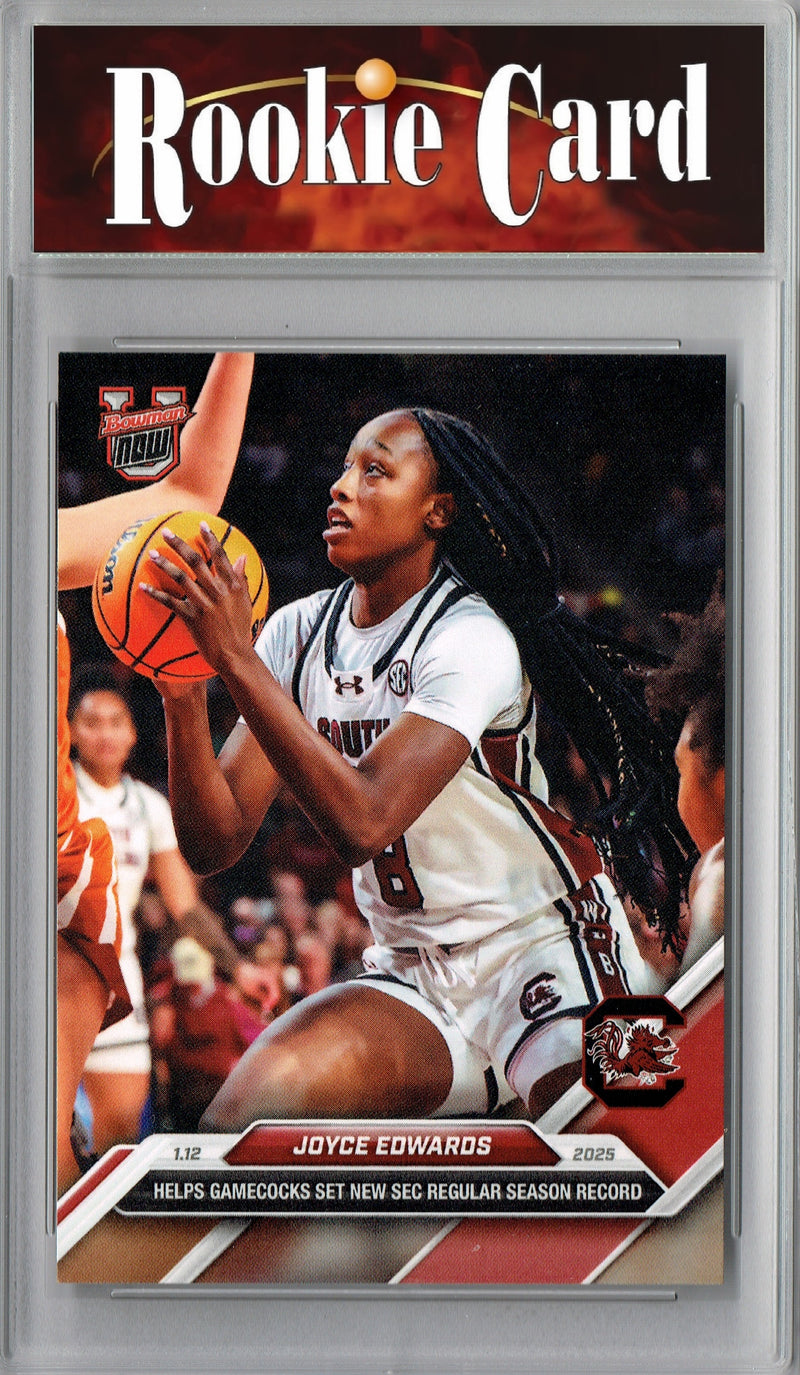 Certified Mint+ Joyce Edwards 2025 Bowman University Now #45 SEC Record Rookie Card South Carolina Gamecocks