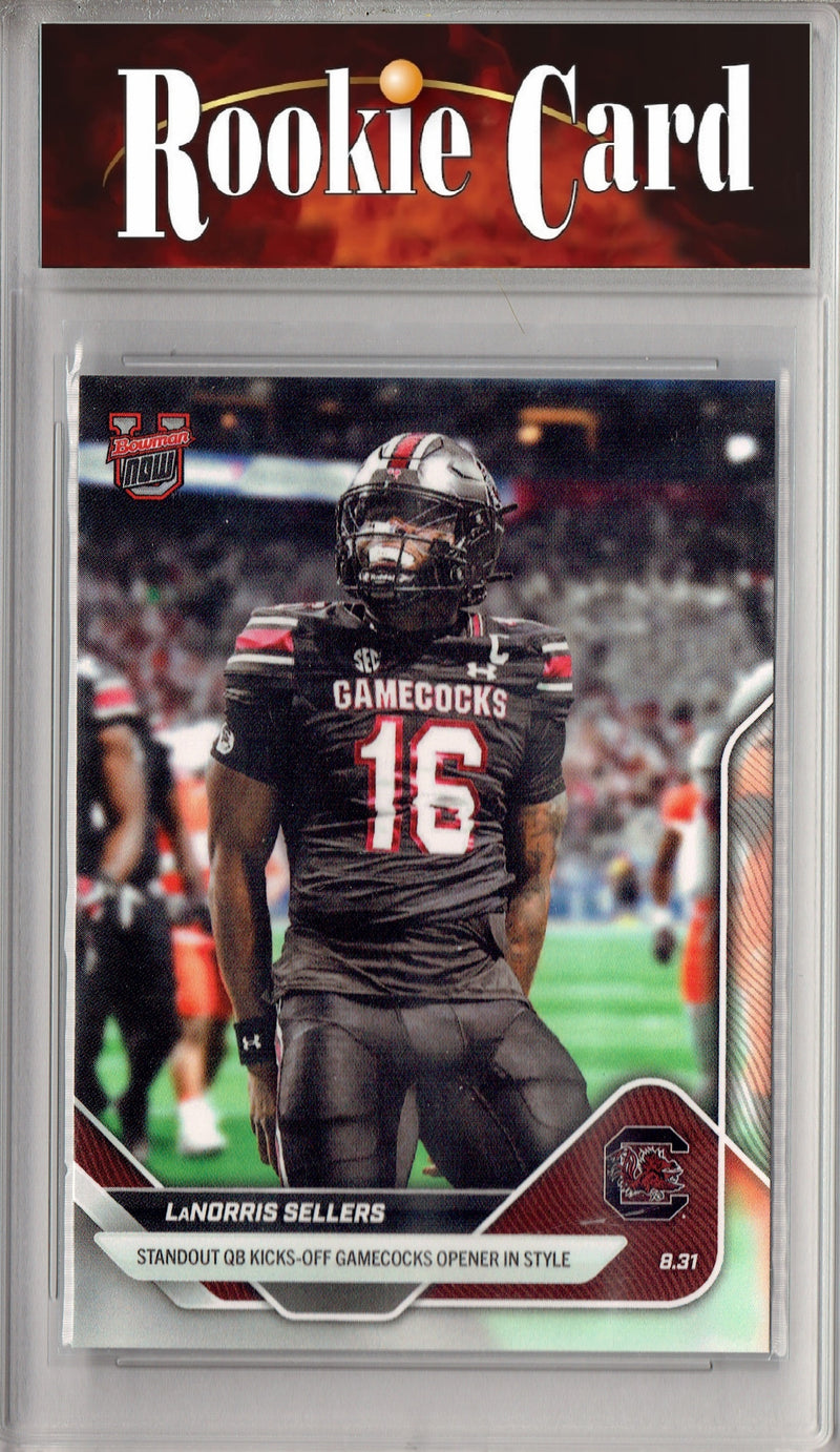 Certified Mint+ Lanorris Sellers 2025 Bowman University Now #4 Wins in Style Rookie Card South Carolina Gamecocks