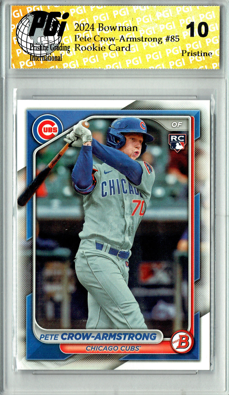 Pete Crow-Armstrong Rookie Card 2024 Bowman #85 PRISTINE, PGI 10, Chicago Cubs Baseball