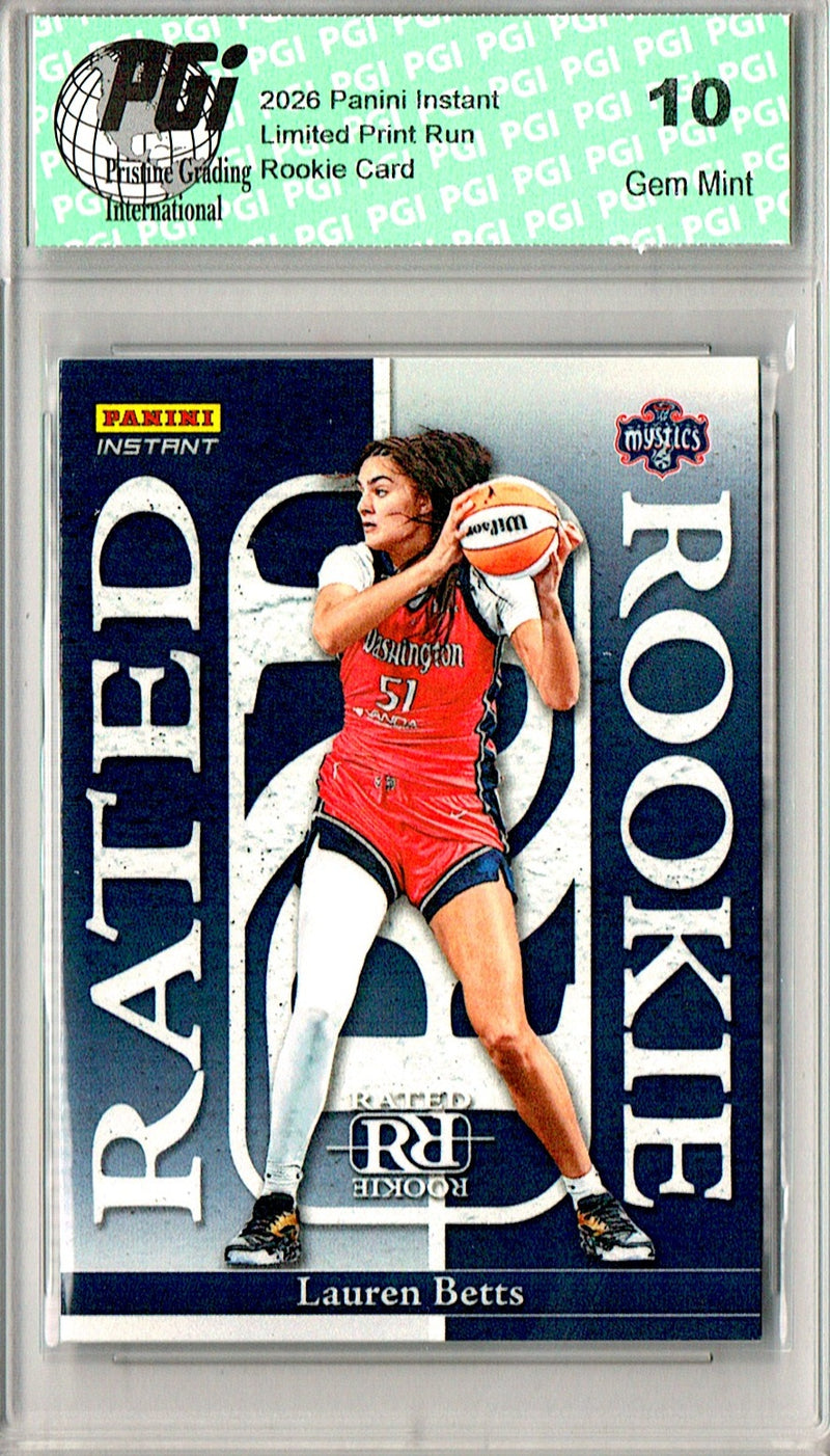 Lauren Betts Rookie Card 2026 Panini Instant #RRR-16 Rated Rookie, PGI 10, Washington Mystics Basketball