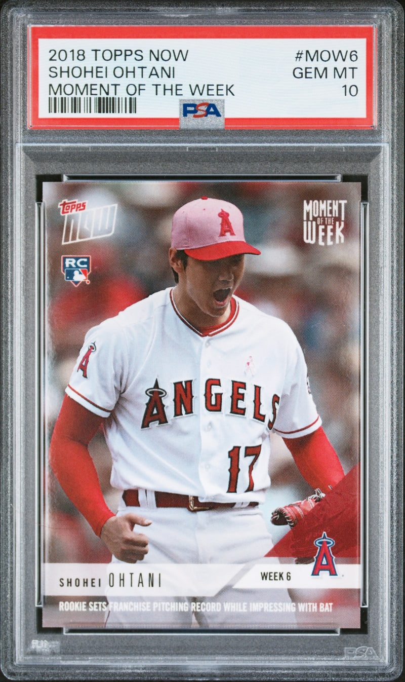 Shohei Ohtani Rookie Card 2018 Topps Now #MOW-6 Moment of the Week, PSA 10, Los Angeles Angels Baseball