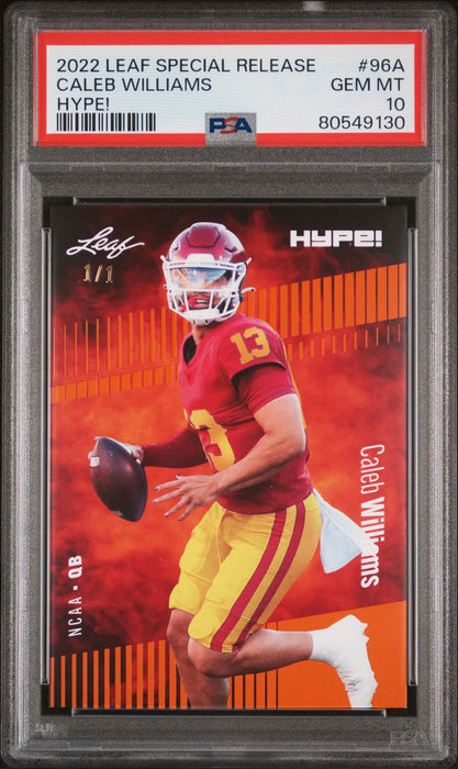 PSA 10 Caleb Williams 2022 Leaf Hype! #96A Orange Masterpiece 1/1 Rookie Card