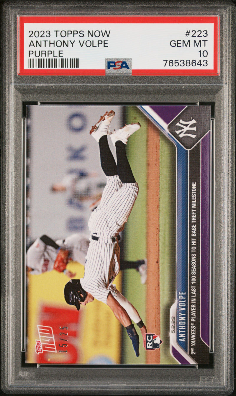 Anthony Volpe PSA 10 2023 Topps Now #223 Rookie Card Purple #15/25