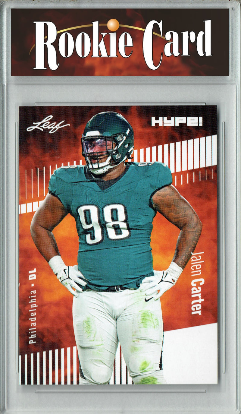 Jalen Carter Rookie Card Philadelphia Football Trading Card 2023 Leaf HYPE! #126 Only 5000 Made!  Certified Mint+