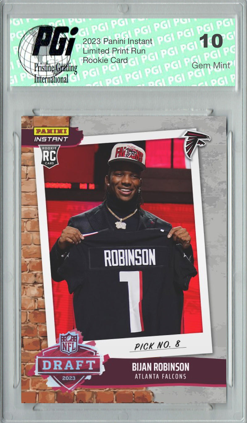 Bijan Robinson 2023 Panini Instant #DN8 NFL Draft Night Rookie Card PGI 10