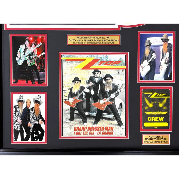 Billy Gibbons Autographed Eliminator Album Framed ZZ Top Backstage Pass Beckett Signed