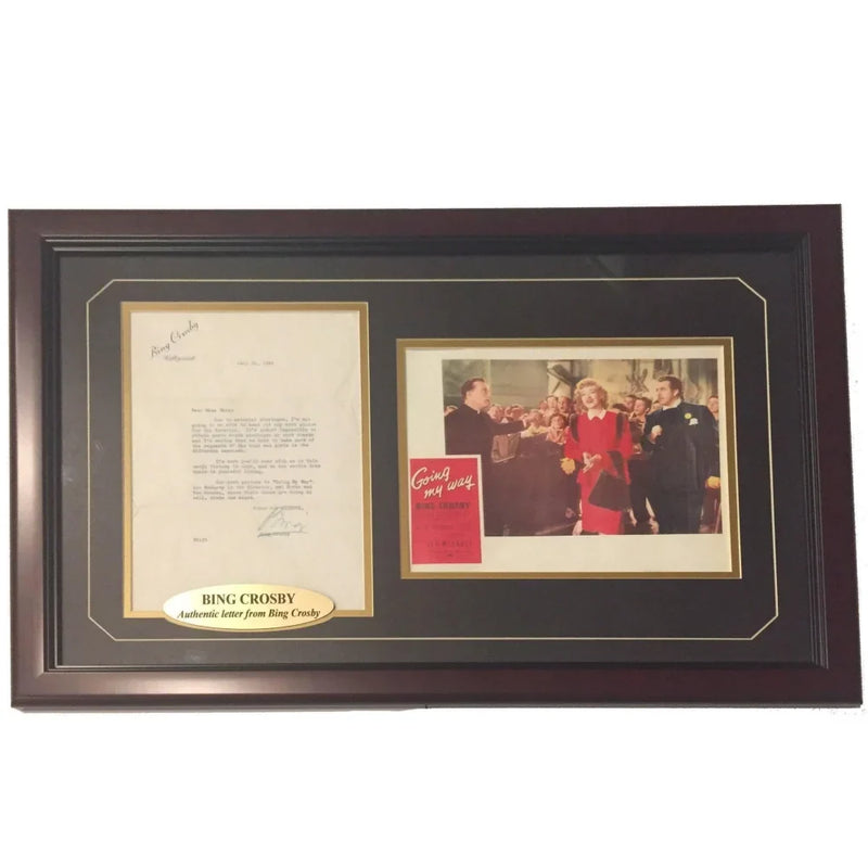 Bing Crosby Hand Signed Letter Beckett BAS COA Framed Collage