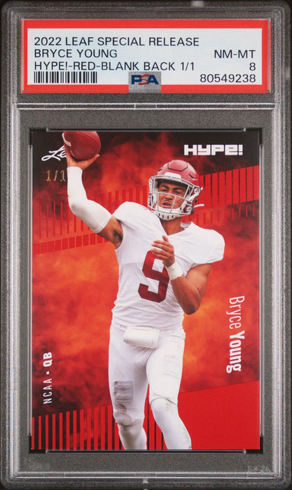 PSA 8 Bryce Young 2022 Leaf Hype! #80A Red Blank Back 1/1 Rookie Card
