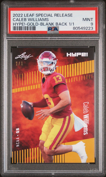 PSA 9 Caleb Williams 2022 Leaf Hype! #96A Gold Blank Back 1/1 Rookie Card