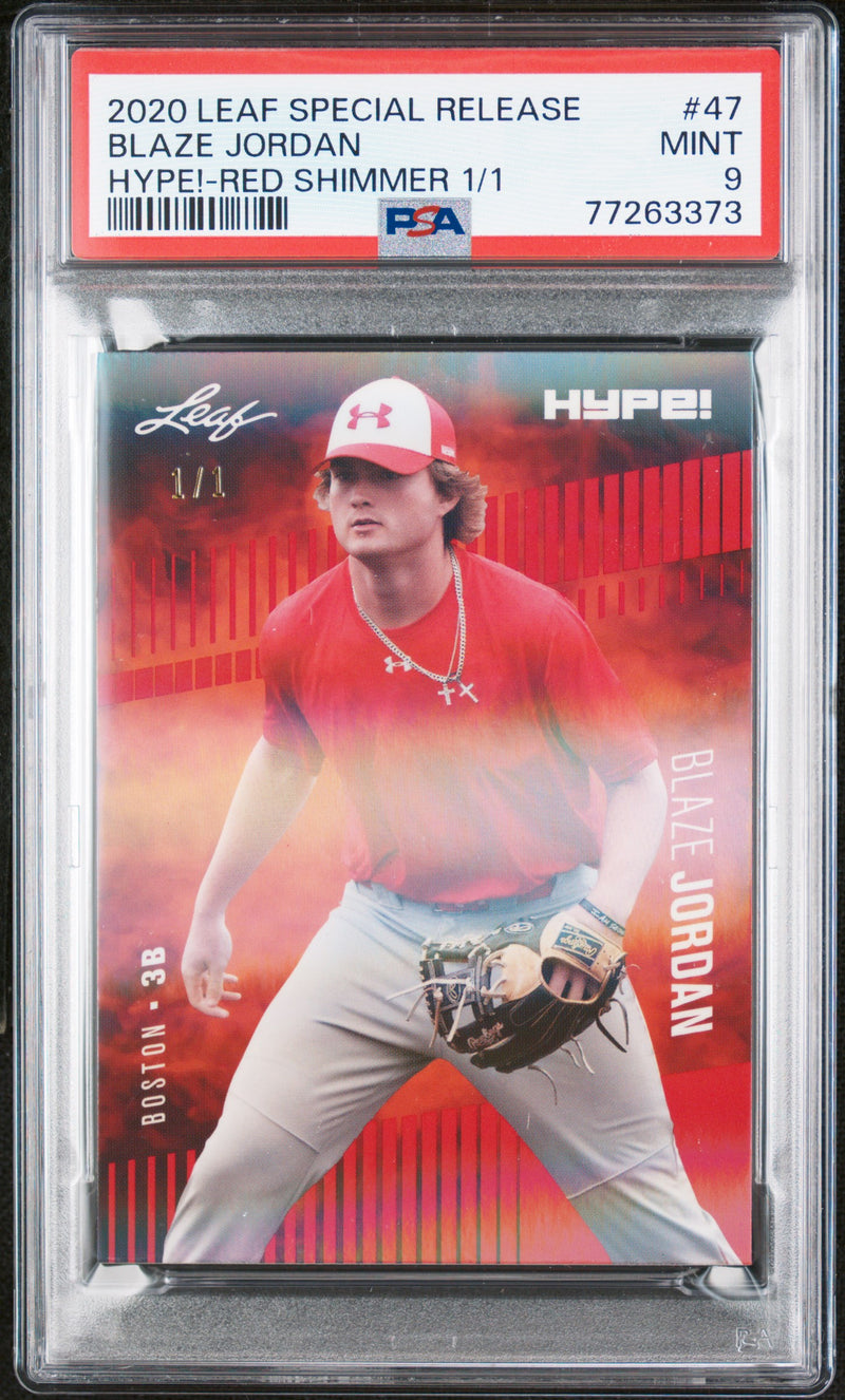 PSA 9 MINT Blaze Jordan 2020 Leaf Hype #43 Rookie Card Red Shimmer #1/1