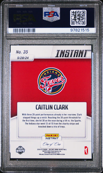 PSA 9 Caitlin Clark 2024 Panini Instant #35 Blue Viper 1 of 1 Rookie Card