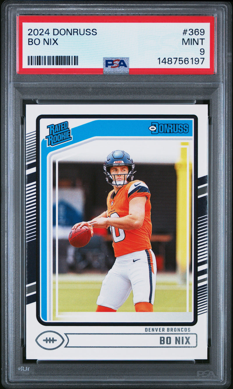 PSA 9 Bo Nix 2024 Donruss #369 Rookie Card Denver Broncos