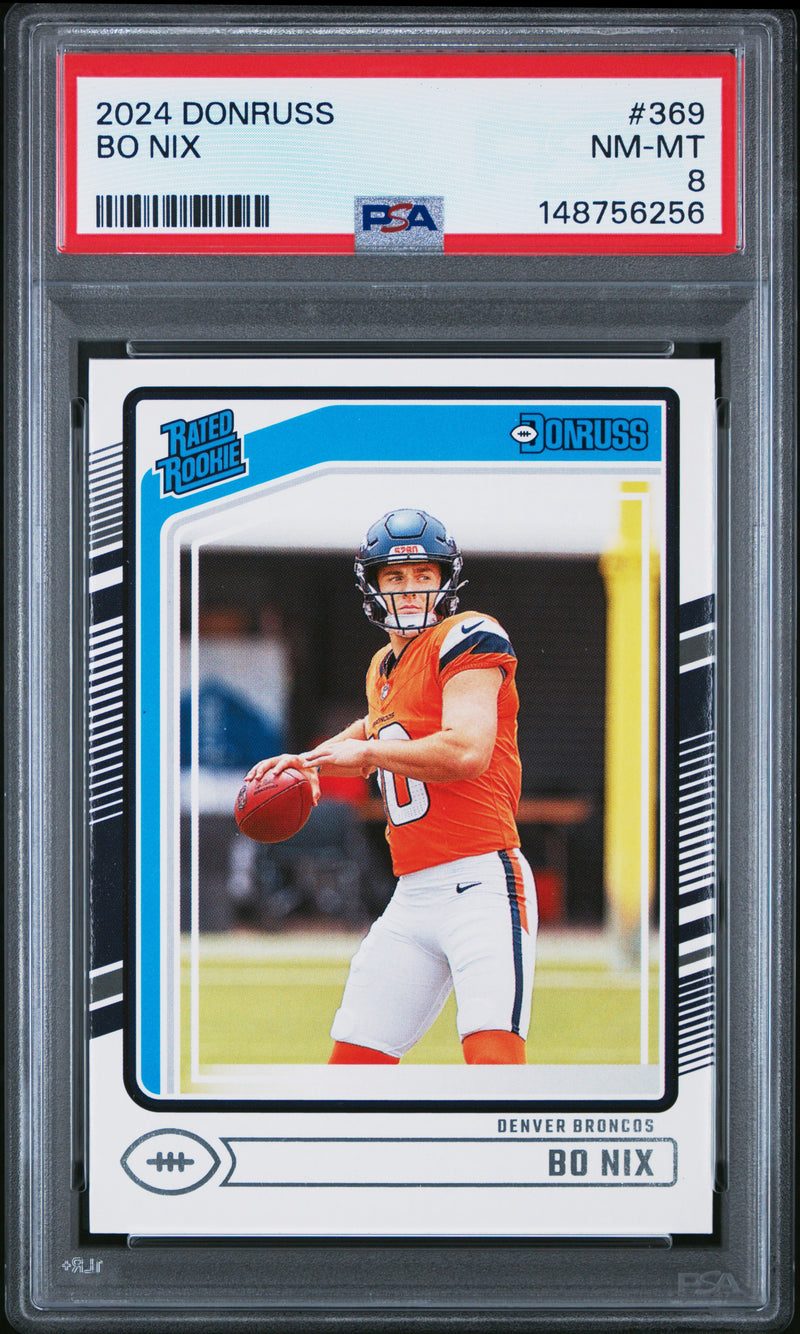 PSA 8 Bo Nix 2024 Donruss #369 Rookie Card Denver Broncos