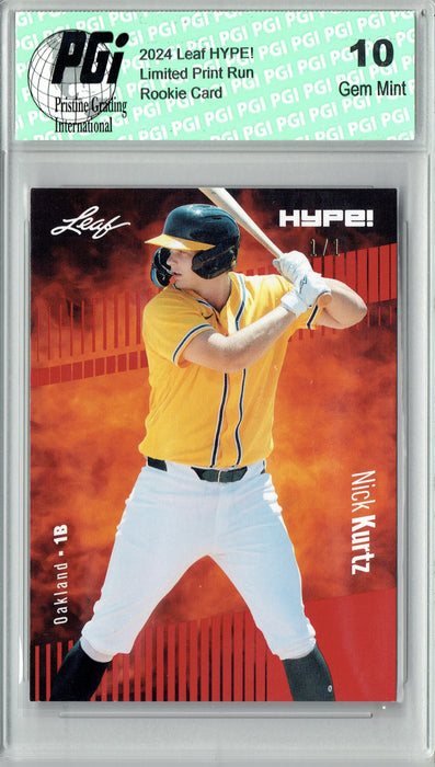 Nick Kurtz 2024 Leaf HYPE! #149 Red Blank Back 1 of 1 Rookie Card PGI 10