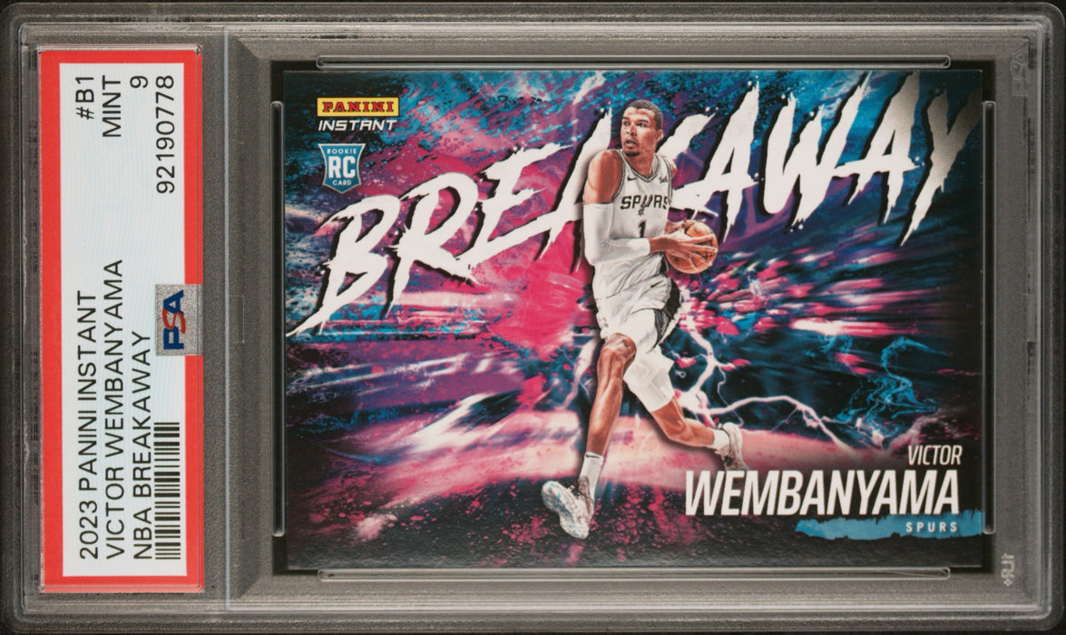 PSA 9 Victor Wembanyama 2023 Panini Instant #B1 Breakaway 1/4085 Rookie Card