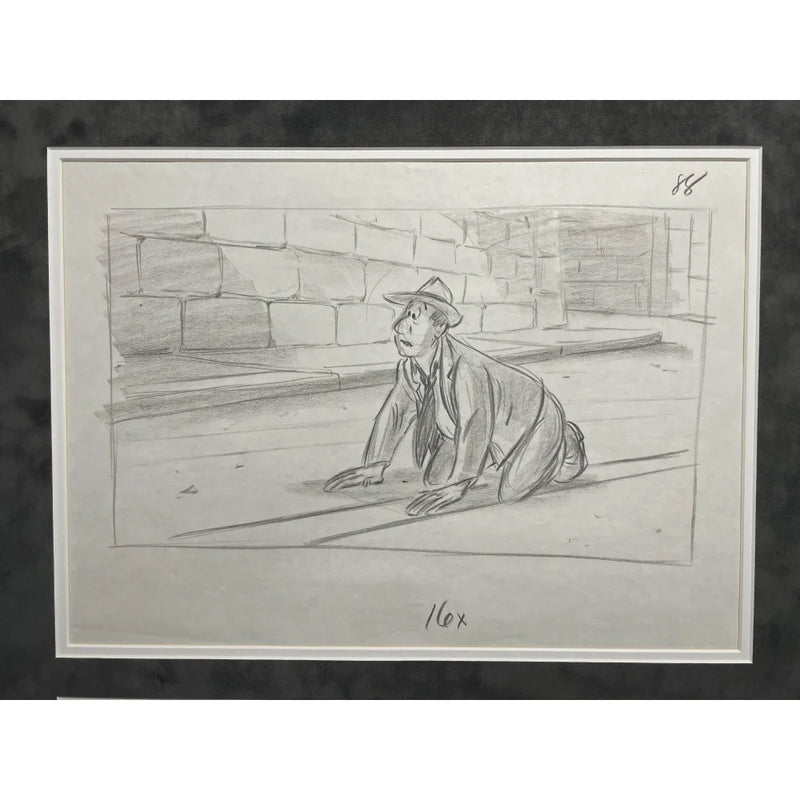 Bob Hoskins Signed who Framed Roger Rabbit Studio Used Storyboard Drawing Framed PSA/DNA COA