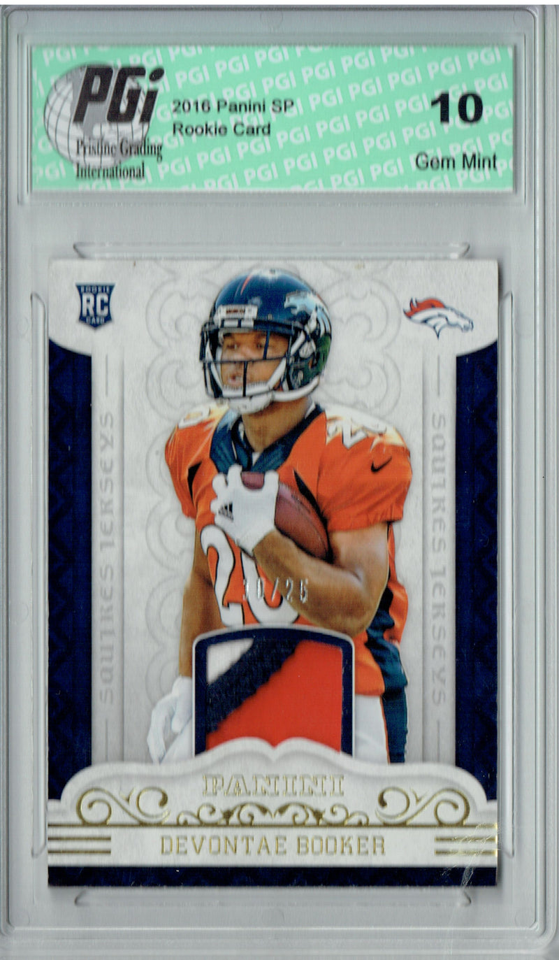 Devontae Booker 2016 Panini SP #10/25 3 Color Patch Rookie Card PGI 10