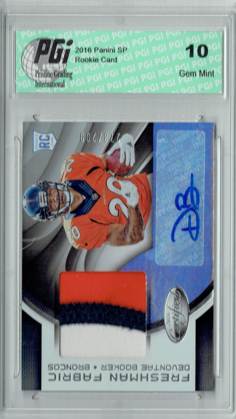 Devontae Booker 2016 Certified #273/299 3 Color Swatch Auto Rookie Card PGI 10