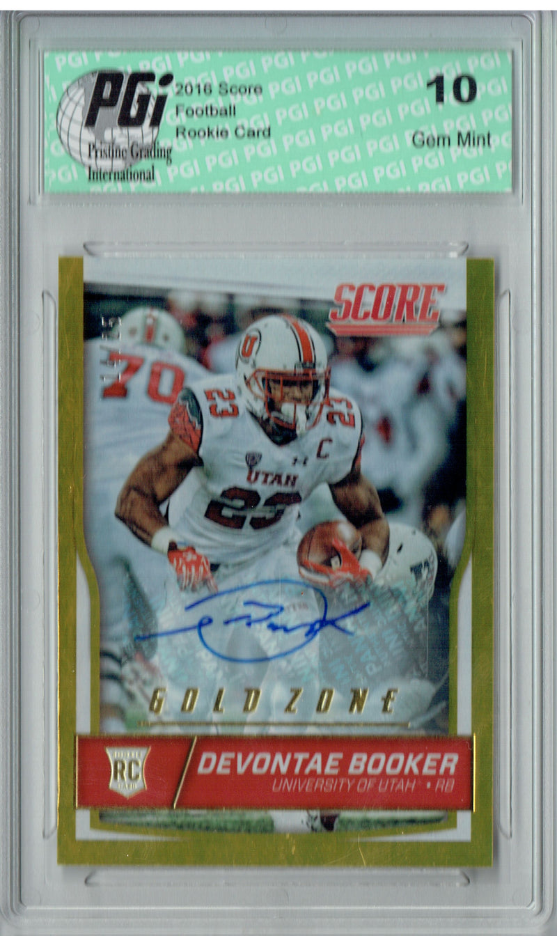 Devontae Booker 2016 Score Gold Zone #346 Auto, #14/25 Rookie Card PGI 10