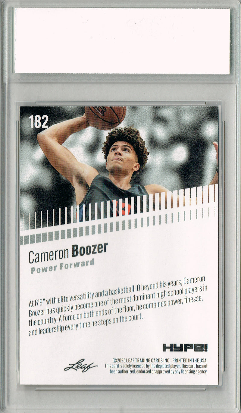 Cameron Boozer 2025 Leaf HYPE! #182 Gold 25 Made Rookie Card PGI 10