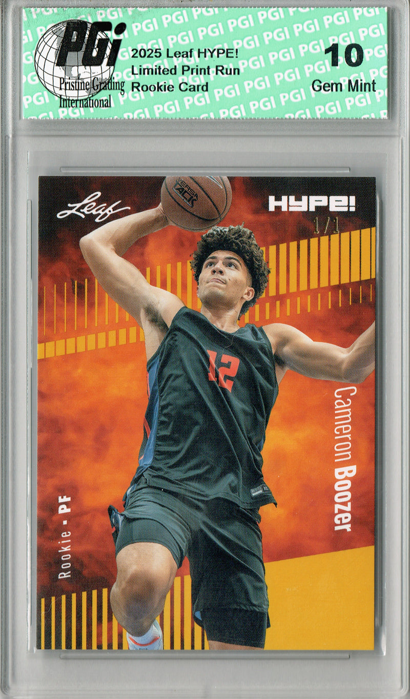 Cameron Boozer 2025 Leaf HYPE! #182 Gold Blank Back 1/1 Rookie Card PGI 10