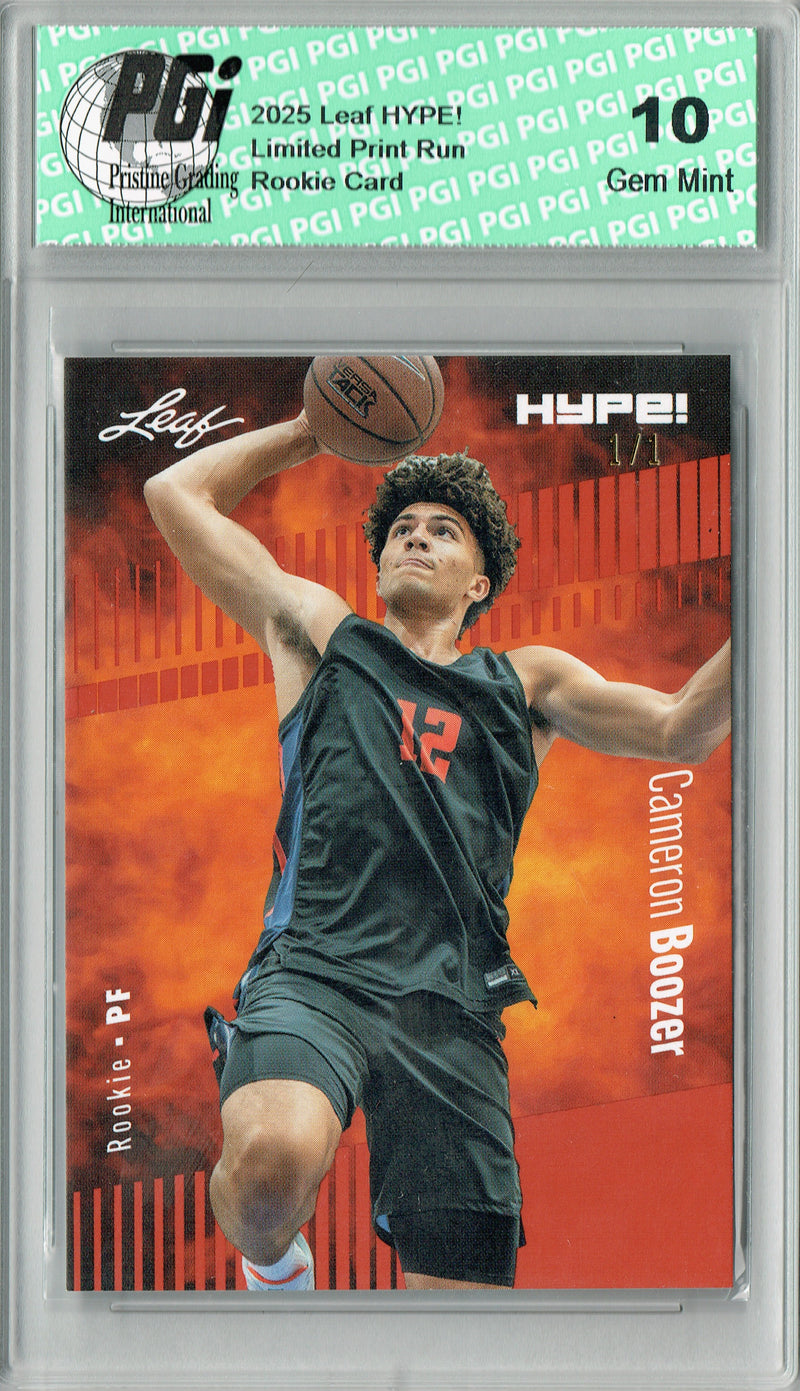 Cameron Boozer 2025 Leaf HYPE! #182 Orange Blank Back 1/1 Rookie Card PGI 10