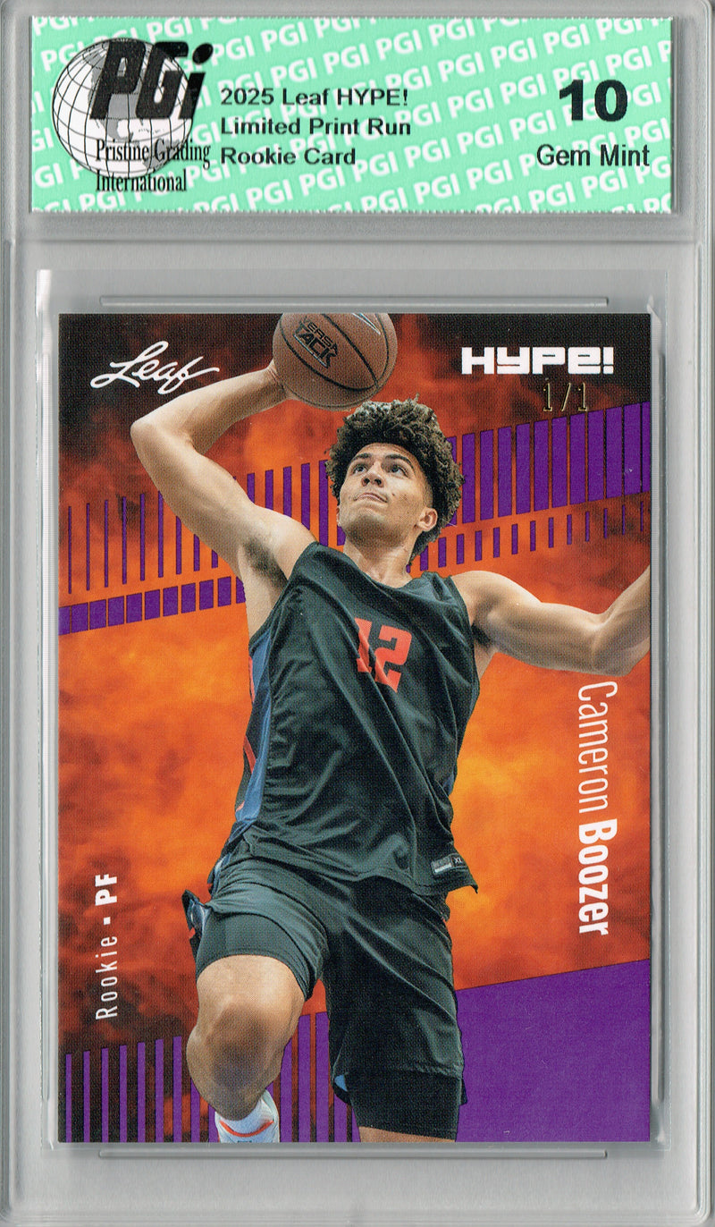 Cameron Boozer 2025 Leaf HYPE! #182 Purple Blank Back 1/1 Rookie Card PGI 10