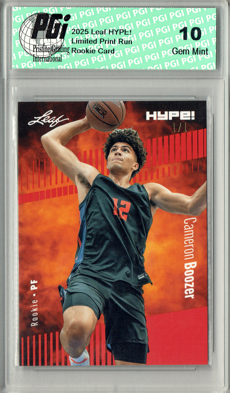 Cameron Boozer 2025 Leaf HYPE! #182 Red Blank Back 1/1 Rookie Card PGI 10
