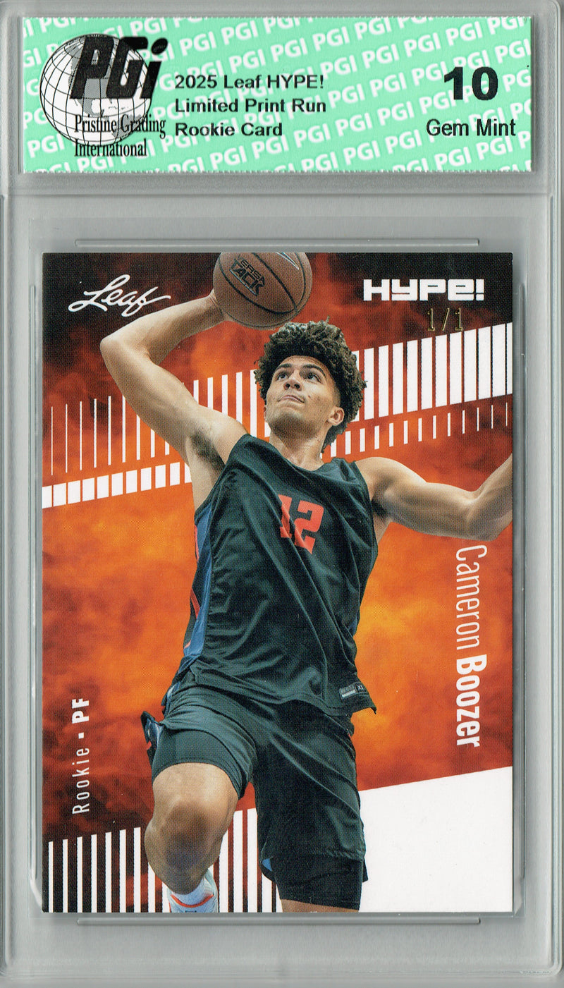 Cameron Boozer 2025 Leaf HYPE! #182 White Blank Back 1/1 Rookie Card PGI 10