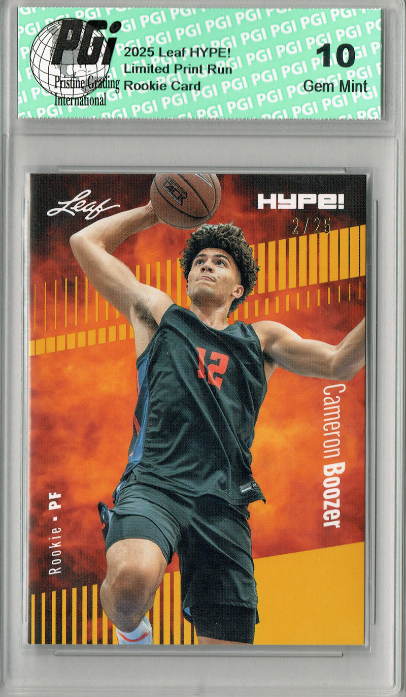 Cameron Boozer 2025 Leaf HYPE! #182 Gold 25 Made Rookie Card PGI 10
