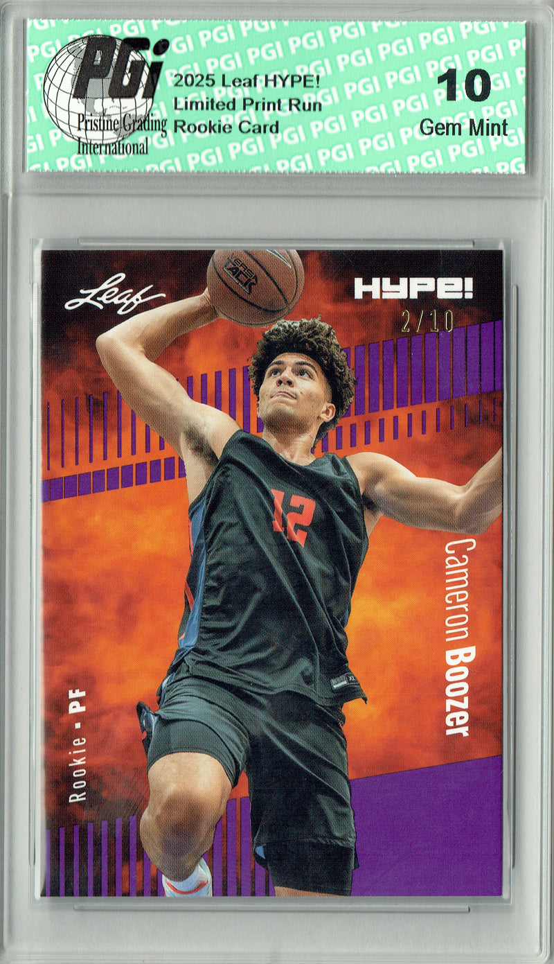 Cameron Boozer 2025 Leaf HYPE! #182 Purple 10 Made Rookie Card PGI 10