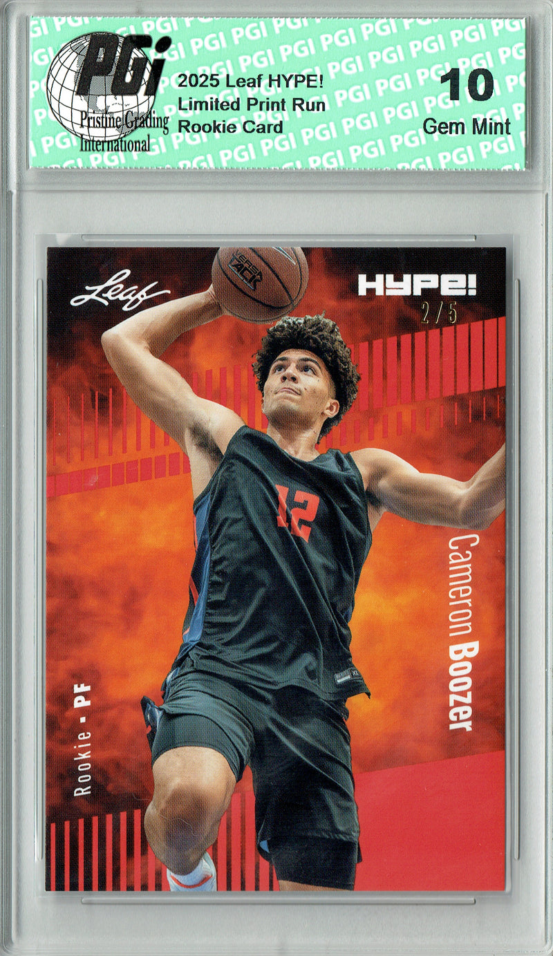 Cameron Boozer 2025 Leaf HYPE! #182 Red 5 Made Rookie Card PGI 10