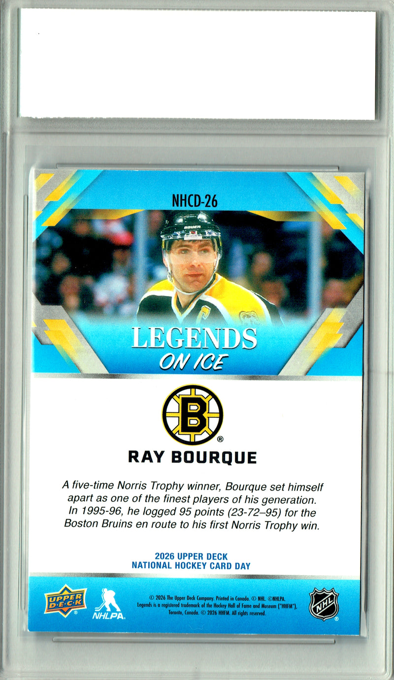 Ray Bourque Trading Card 2026 Upper Deck #NHCD-26 National Hockey Card Day, PGI 10, Boston Bruins Hockey