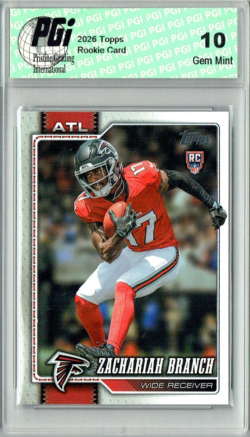 Zachariah Branch Rookie Card 2026 Topps #397 Flagship, PGI 10, Atlanta Falcons Football