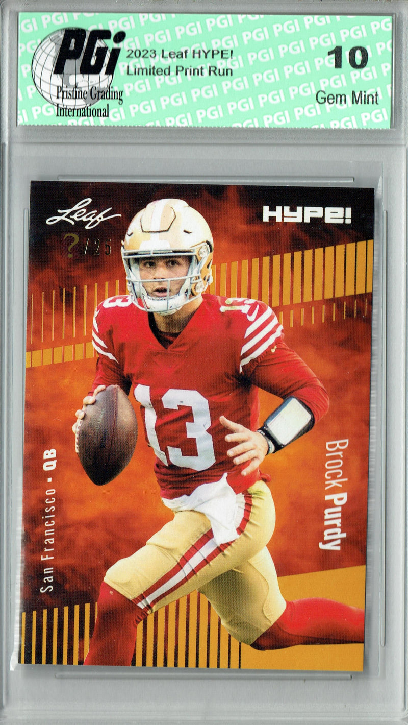 Brock Prdy Trading Card San Francisco PGI 10 Football Card 2023 Leaf HYPE! #105 Gold SP Just 25 Made