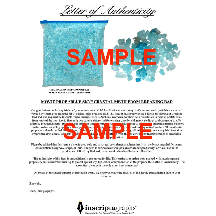 Breaking Bad Framed Authentic Screen Used Prop Meth Blue Sky Memorabilia Collage Un Signed