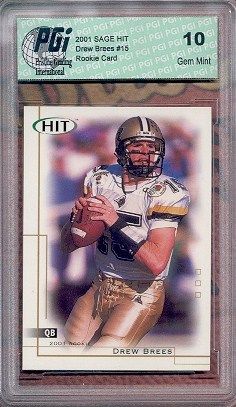 2001 Drew Brees SAGE HIT Rookie Card Chargers PGI 10